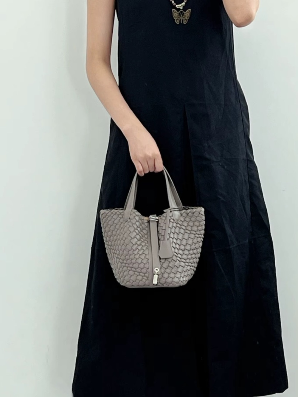 Woven Taupe Handbag